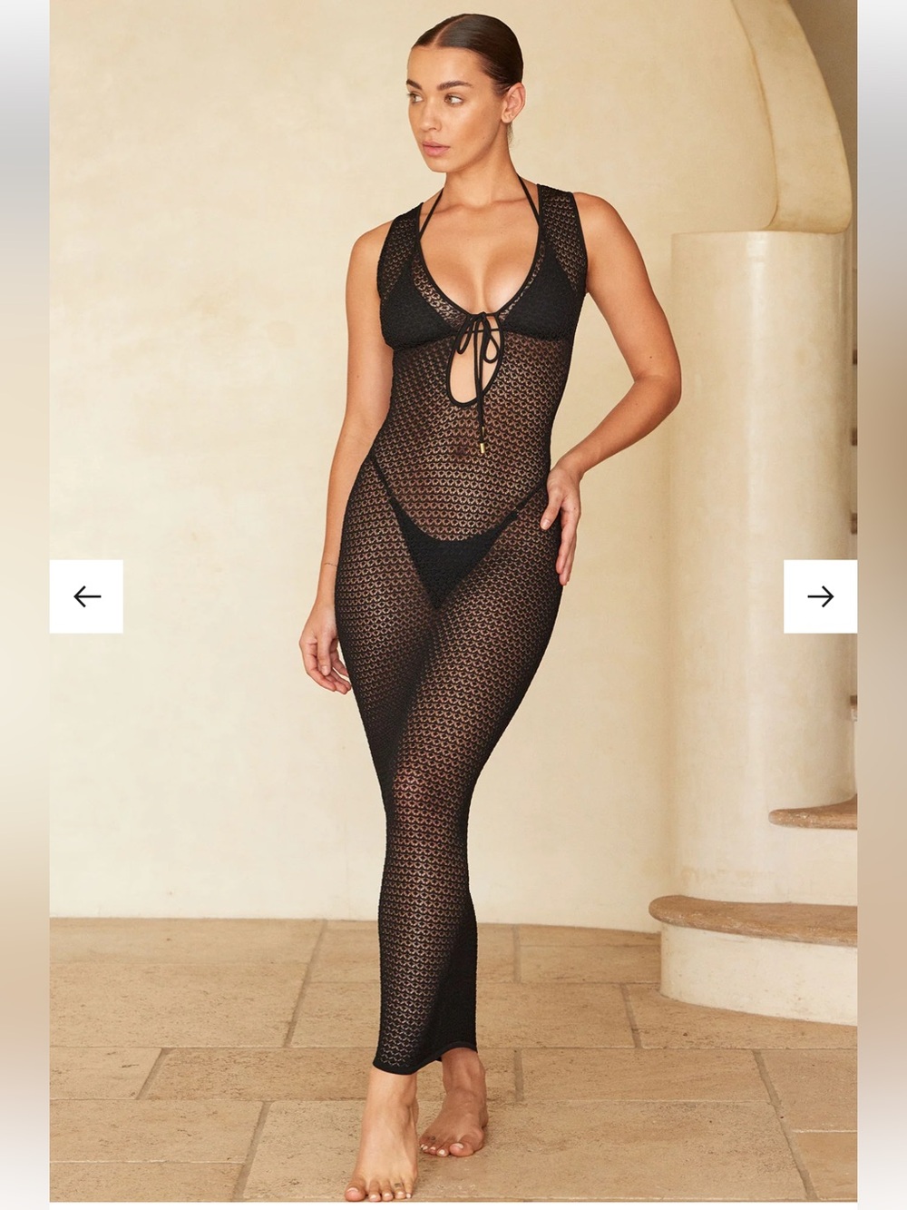 Monday swimwear Monte Carlo Black Crochet Cover-Up Maxi Dress